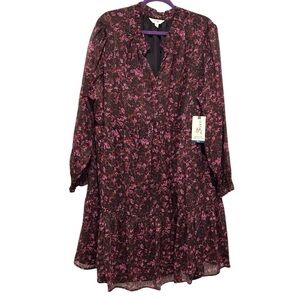 Terra & Sky SOFT MINI WOVEN DRESS Floral Sheer Lined Tiered Ruffle NWT Womens 3X